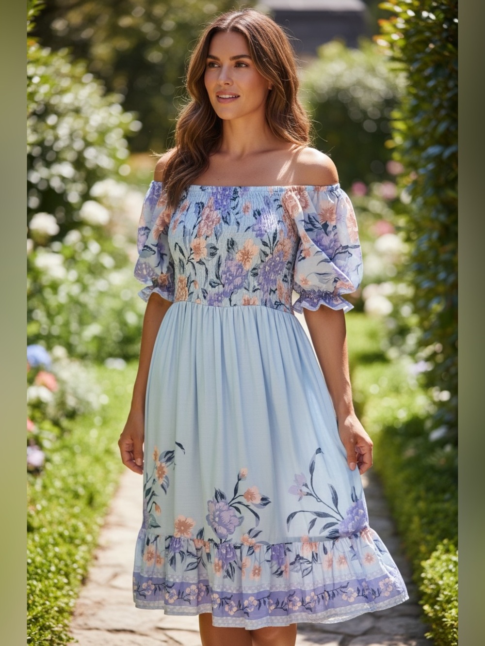 JAASE Floral Off-Shoulder Boho Dress – XS